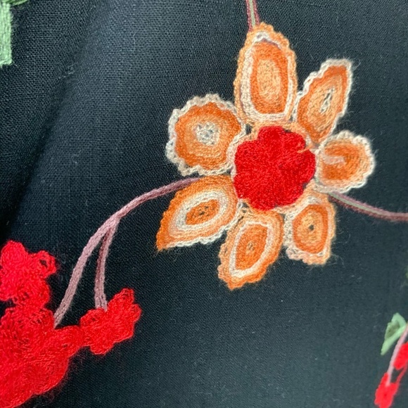 Umgee Black Gorgeous Embroidered Floral Fringed Cardigan Fringe is 2022 Trend - Picture 14 of 16